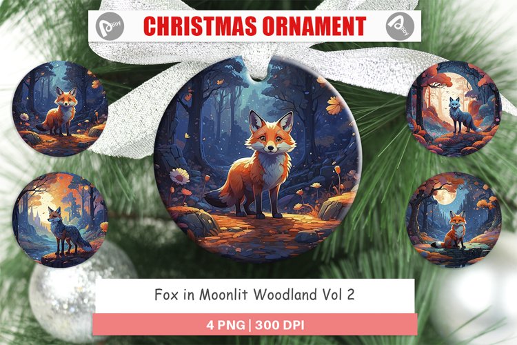 Christmas Ornaments Moonlit Woodland Fox