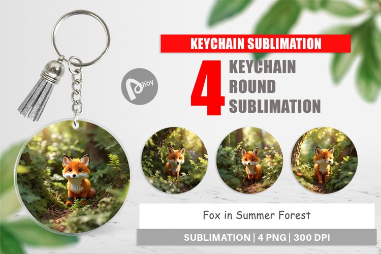 Keychain Fox in Summer Forest