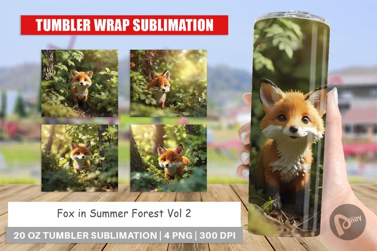 Tumbler Sublimation Wrap Fox in Summer Forest