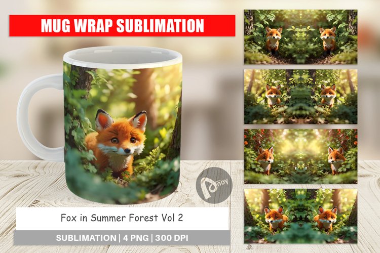 Mug Wrap Design Fox in Summer Forest