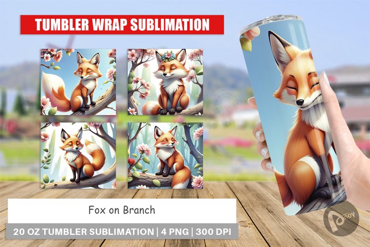 Tumbler Wrap Fox on Branch