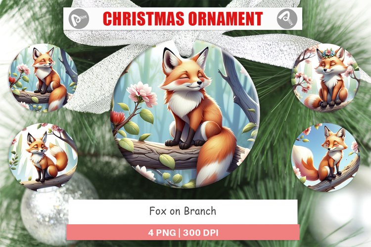 Christmas Ornaments Fox on Branch