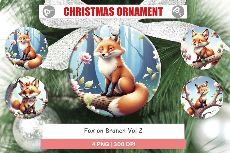 Christmas Ornaments Fox on Branch
