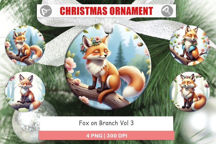 Christmas Ornaments Fox on Branch