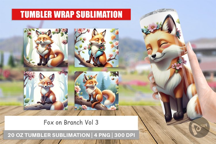 Tumbler Wrap Fox on Branch