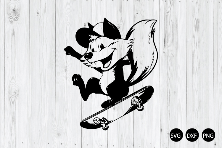Fox on Skateboard SVG, Cute Fox SVG, Funny Smiling Fox SVG