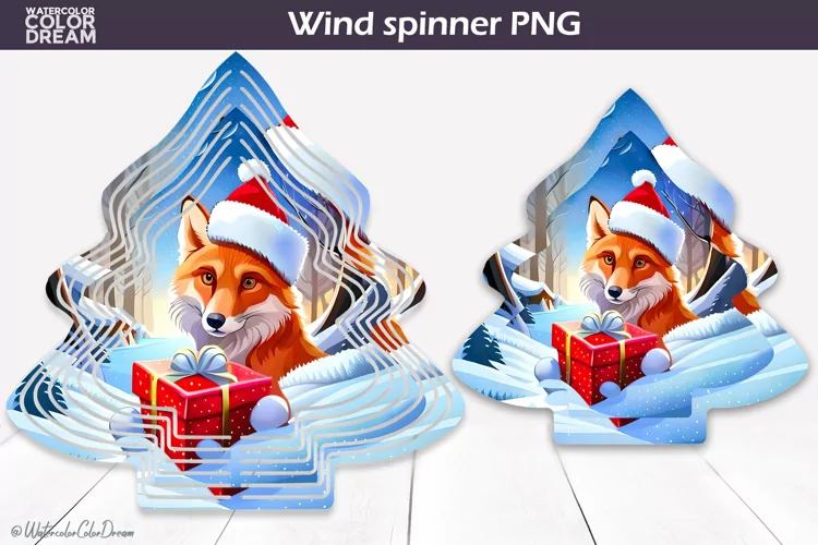 Christmas Fox Wind Spinner | Winter Wind Spinner Sublimation