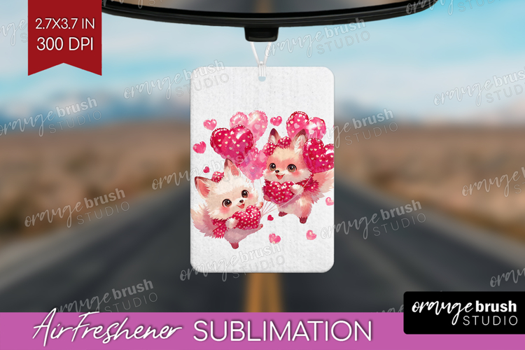 Foxes Valentine Air Freshener PNG Cute Valentines Day PNG