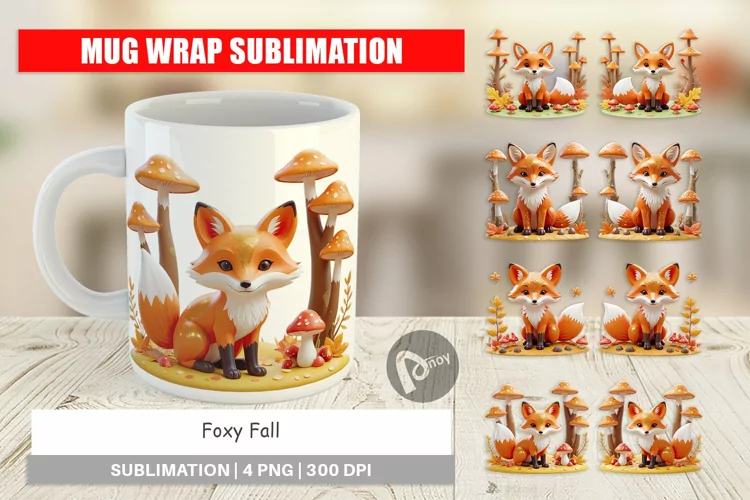 Mug Wrap Design Foxy Autumn