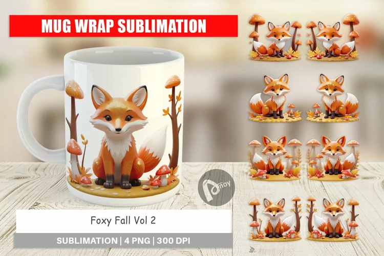 Mug Wrap Design Foxy Autumn