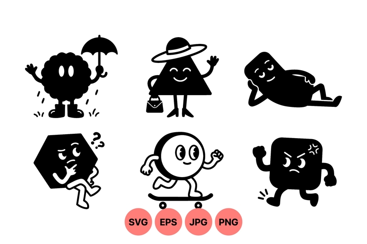 Playful Geometric Character Clipart Illustration