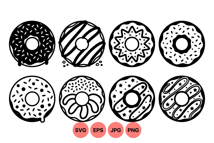 Hand Drawn Donut Clipart Vector Illustrations