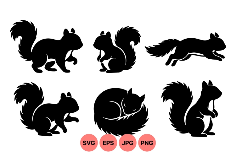 Cute Squirrel Silhouette Clipart For Wildlife Crafts