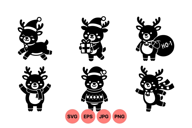 Cute Christmas Reindeer SVG Clipart For Holiday Crafts