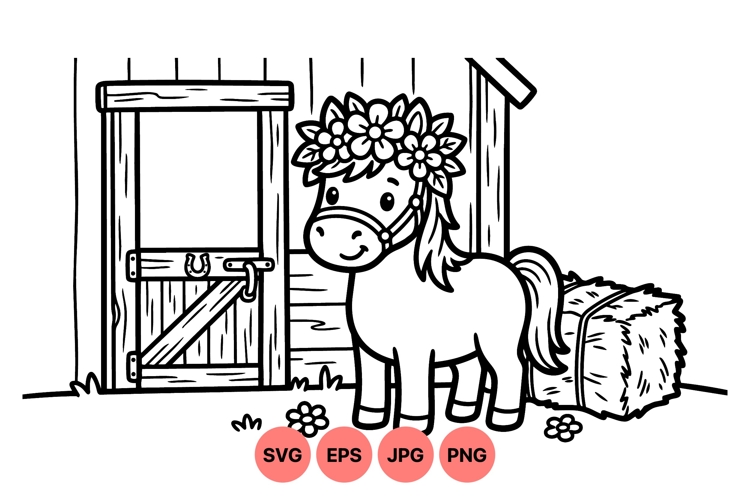 Black And White Horse Clipart Image 17