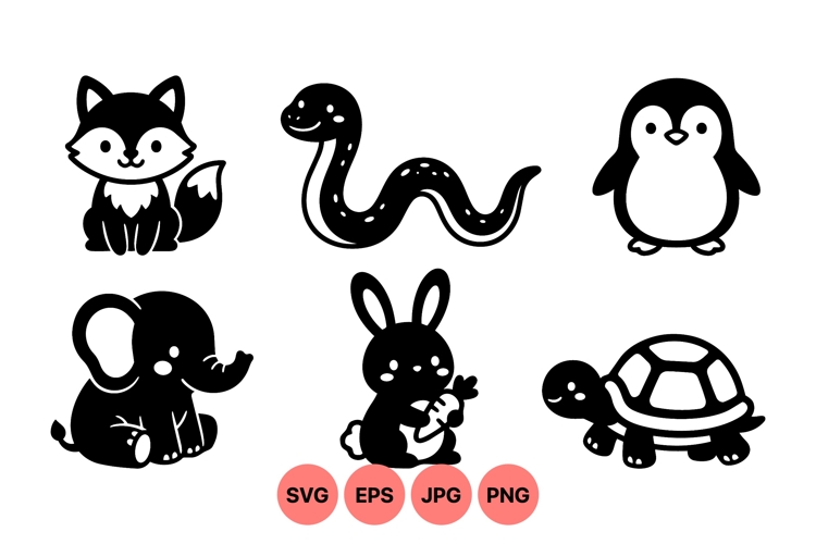 Vector Cute Animal Silhouettes For Kids Design
