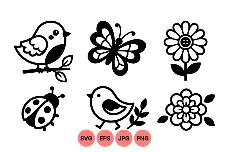 Flower Clipart Black And White Image 4