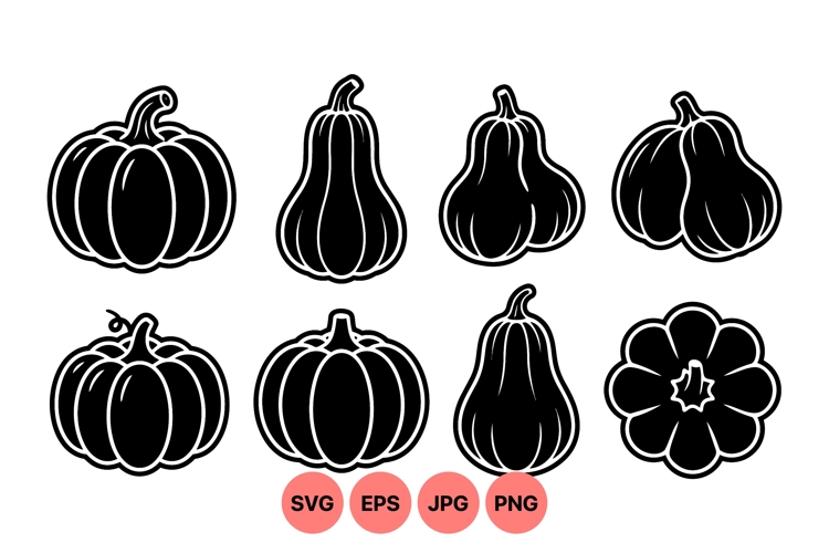Black Pumpkin Silhouette Vector Clipart For Fall Designs
