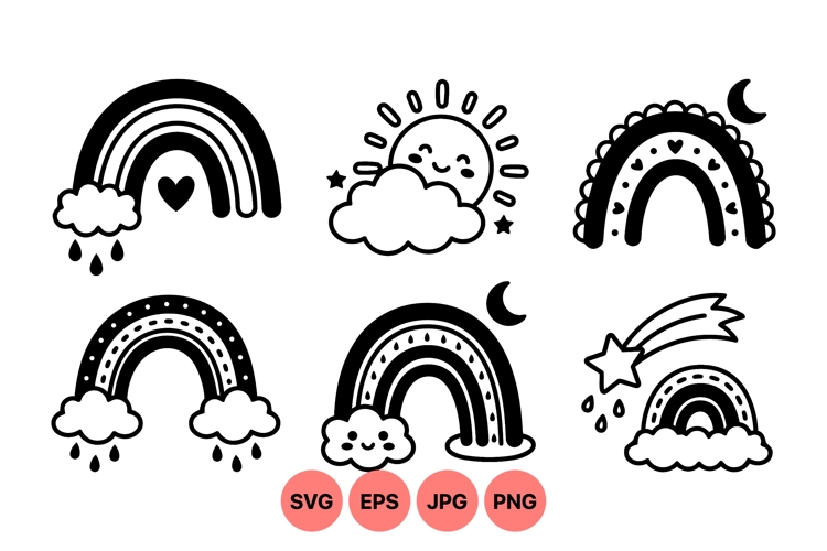 Whimsical Rainbow And Cloud Clipart