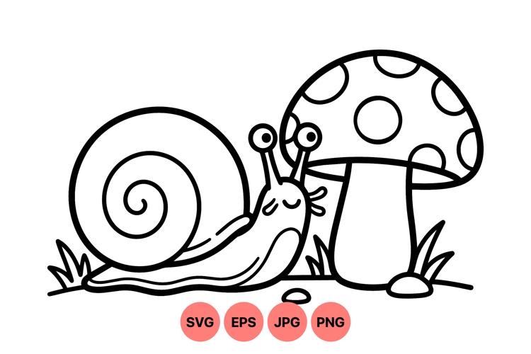 Whimsical Snail With Mushroom Vector Illustration