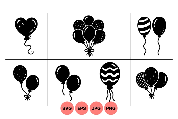Hand Drawn Party Balloon Svg Clipart Designs