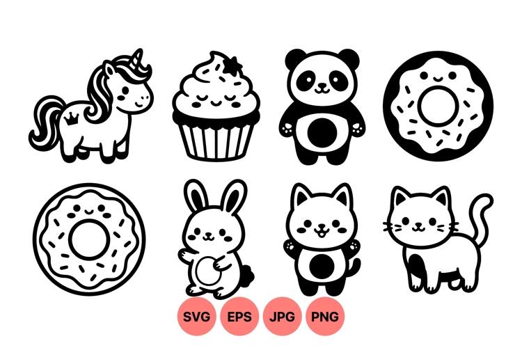 Cute Animal And Sweet Snack Clipart