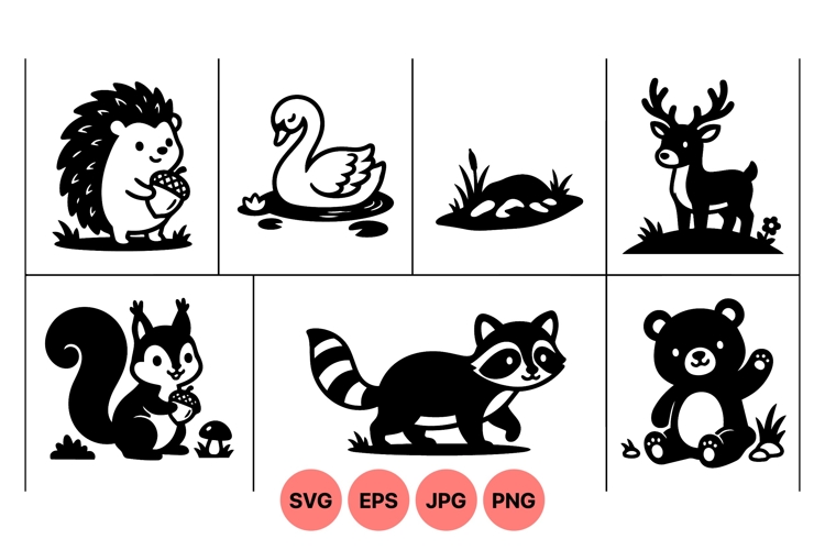 Cute Woodland Animals SVG Clipart for Kids