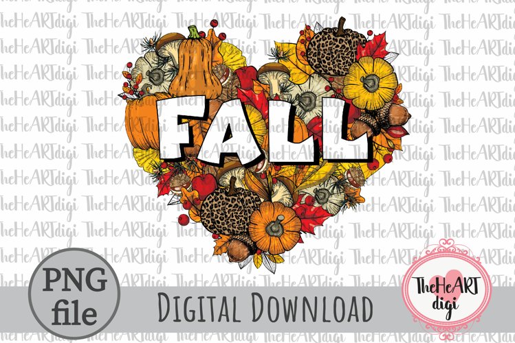 Fall Heart Sublimation Design, Heart from Fall Pumpkins PNG example image 1