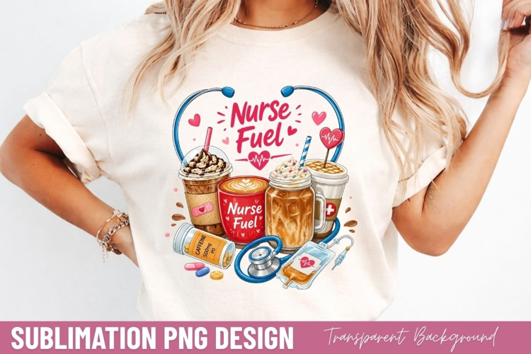 nurse fuel PNG, funny nurse coffee shirt design, iced coffee