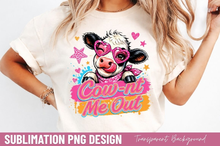 cow-nt me out PNG, funny cow pun shirt design, cute cow