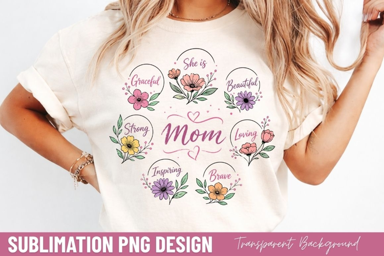 mom flower wreath PNG, mothers day floral shirt design