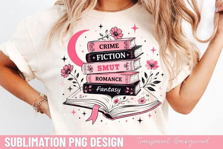 crime fiction smut romance, book stack reader PNG, bookworm example image 1