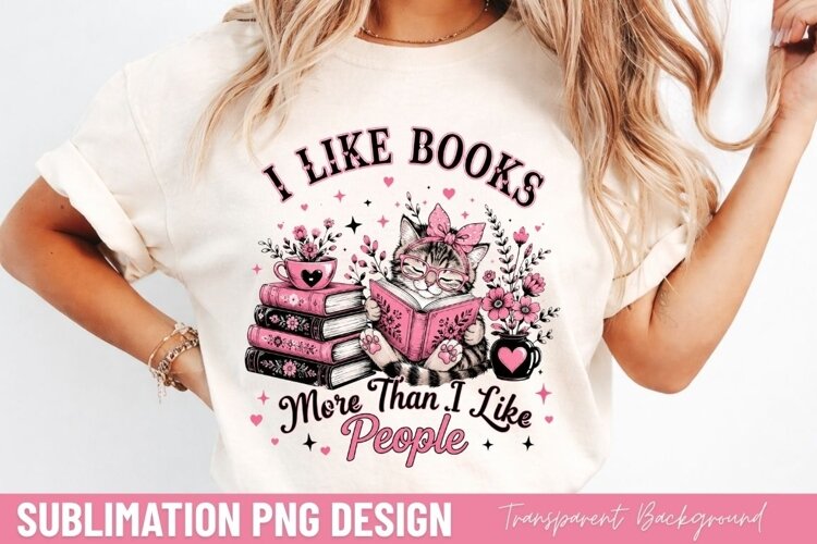 i like books more than i like people, funny book lover PNG example image 1