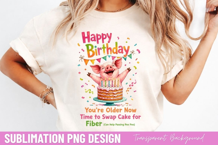 happy birthday PNG, funny birthday pig shirt design, funny