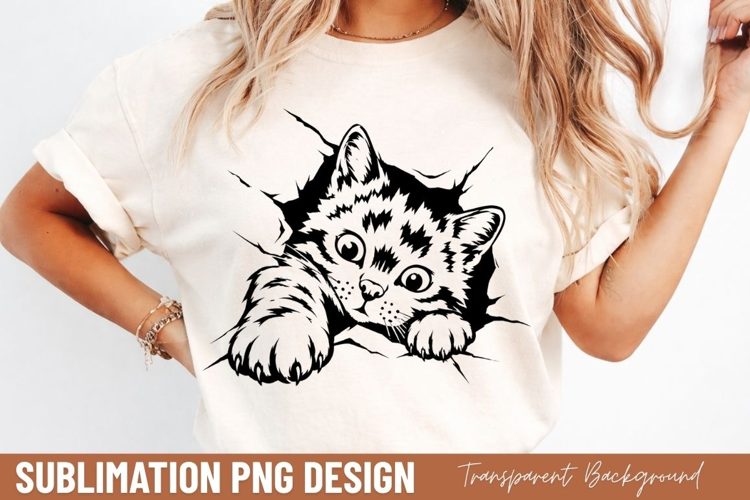 peekaboo kitten PNG, peeking cat shirt design