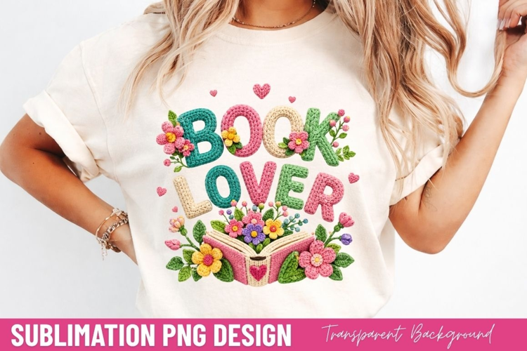 book lover PNG, colorful floral book shirt design, reading