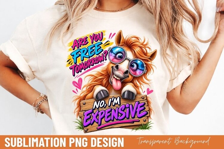 are you free tonight no im expensive, funny highland cow PNG example image 1