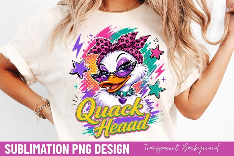 quack head PNG, funny duck shirt design, duck with sunglasse