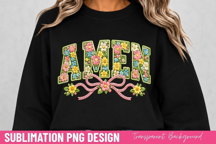 amen PNG, christian easter shirt design, floral cross letter