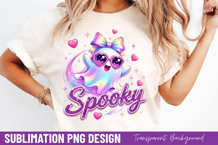 spooky ghost PNG, cute Halloween ghost shirt design, purple