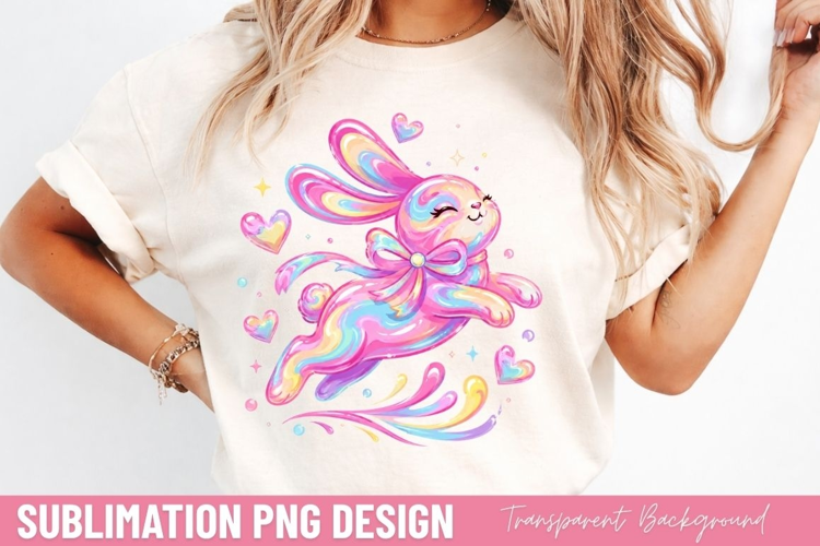 cute magic bunny PNG, pastel easter bunny shirt design