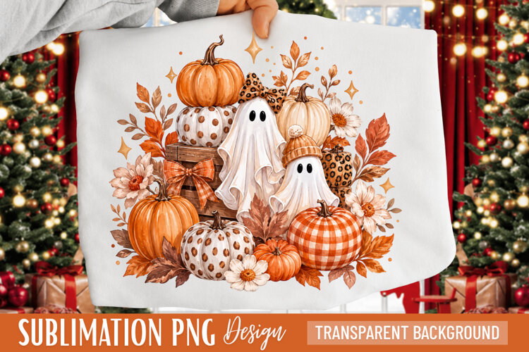 fall ghost png, pumpkin ghost png, halloween pumpkin png, example image 1