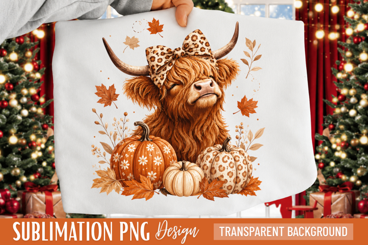 highland cow png, pumpkin cow png, fall cow png, autumn