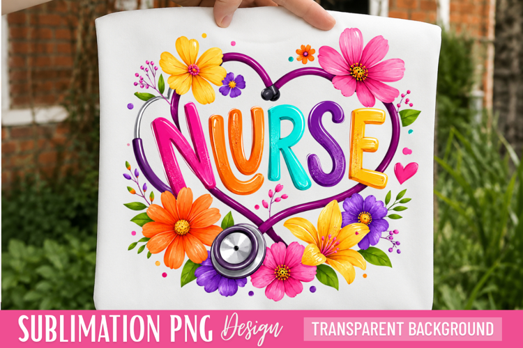 nurse png, floral nurse png, nurse life png, nurse gift d
