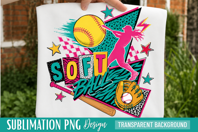 softball png, softball design, retro softball png