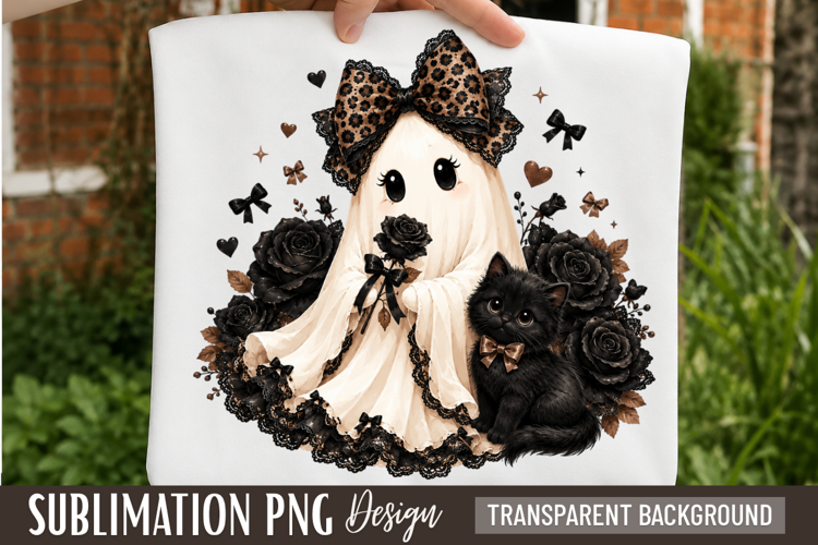 spooky ghost png, halloween ghost png, floral ghost png,