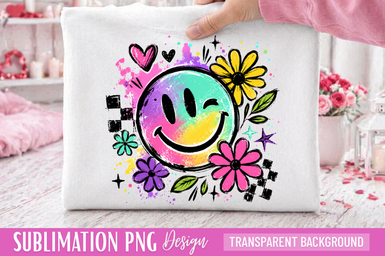 smiley face png, colorful smiley png, flower smiley png,
