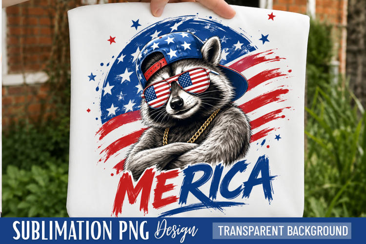 merica png, patriotic raccoon, raccoon png, fourth of july,