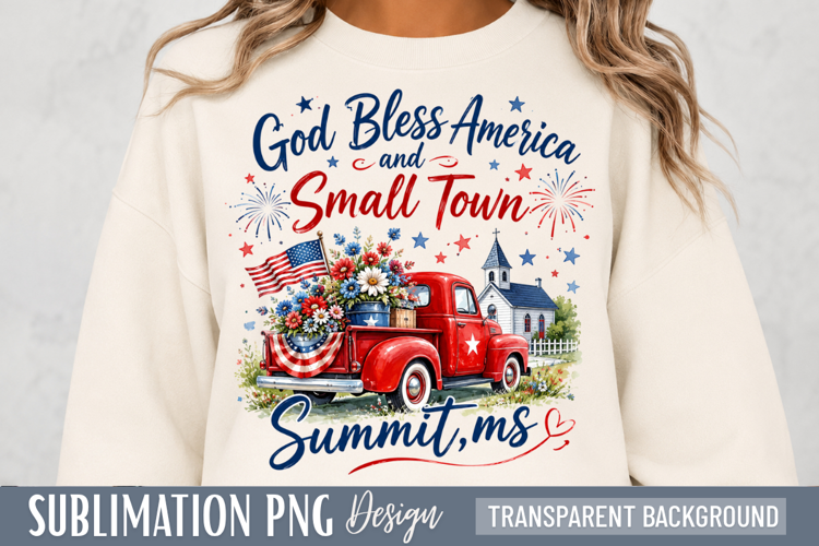 god bless america, small town png, patriotic truck, america