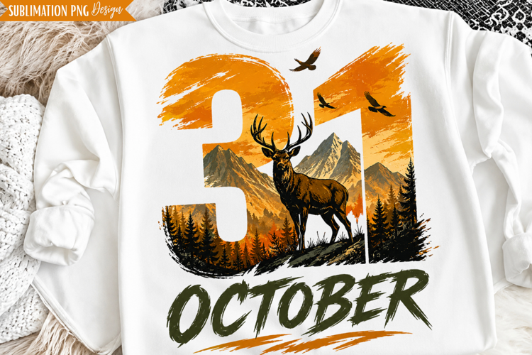 october 31 png, deer png, hunting png, deer hunter design